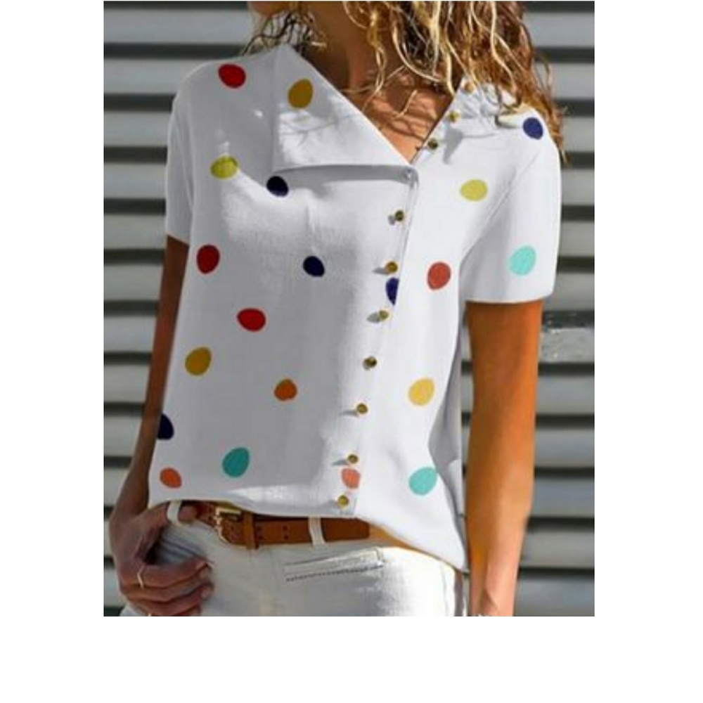 MISSLOOK Polka Dot Short Sleeve Summer Blouse